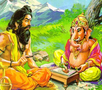 Veda Vyasa dictating Mahabharata to Lord Ganesh