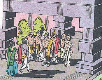 Arjuna returning to Indraprashtha with Subhadra