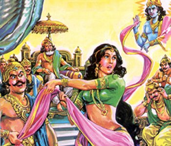 Krishna saving Draupadi from Dushashana